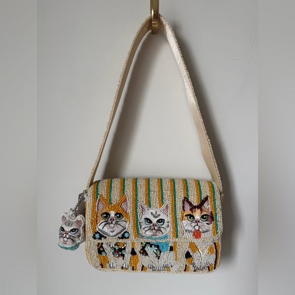 Handbags - Viral Beaded Cat Design Shoulder Bag
